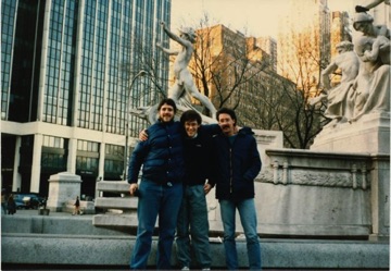Scott Neumann, Dave Pietro and me at Columbus Circle, NY in the late 1980's soon after we all moved to town.